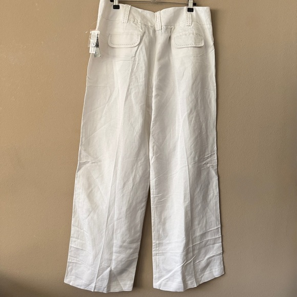 NWT Larry Levine White 100% Linen WIde Leg Pants Trousers SIze 14 - Picture 4 of 7